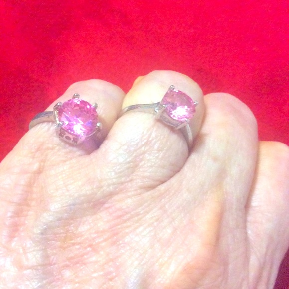 Simulated morganite ring, sterling silver, sizes eight and seven :
U pick - Picture 3 of 14